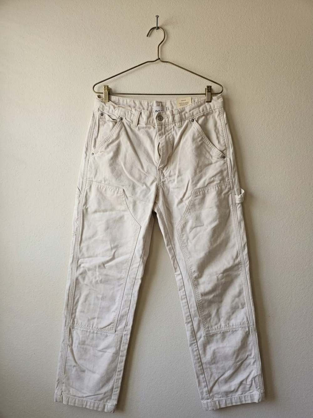 BDG Men’s Carpenter Relaxed Utility Pants Ivory Size 28 Workwear
